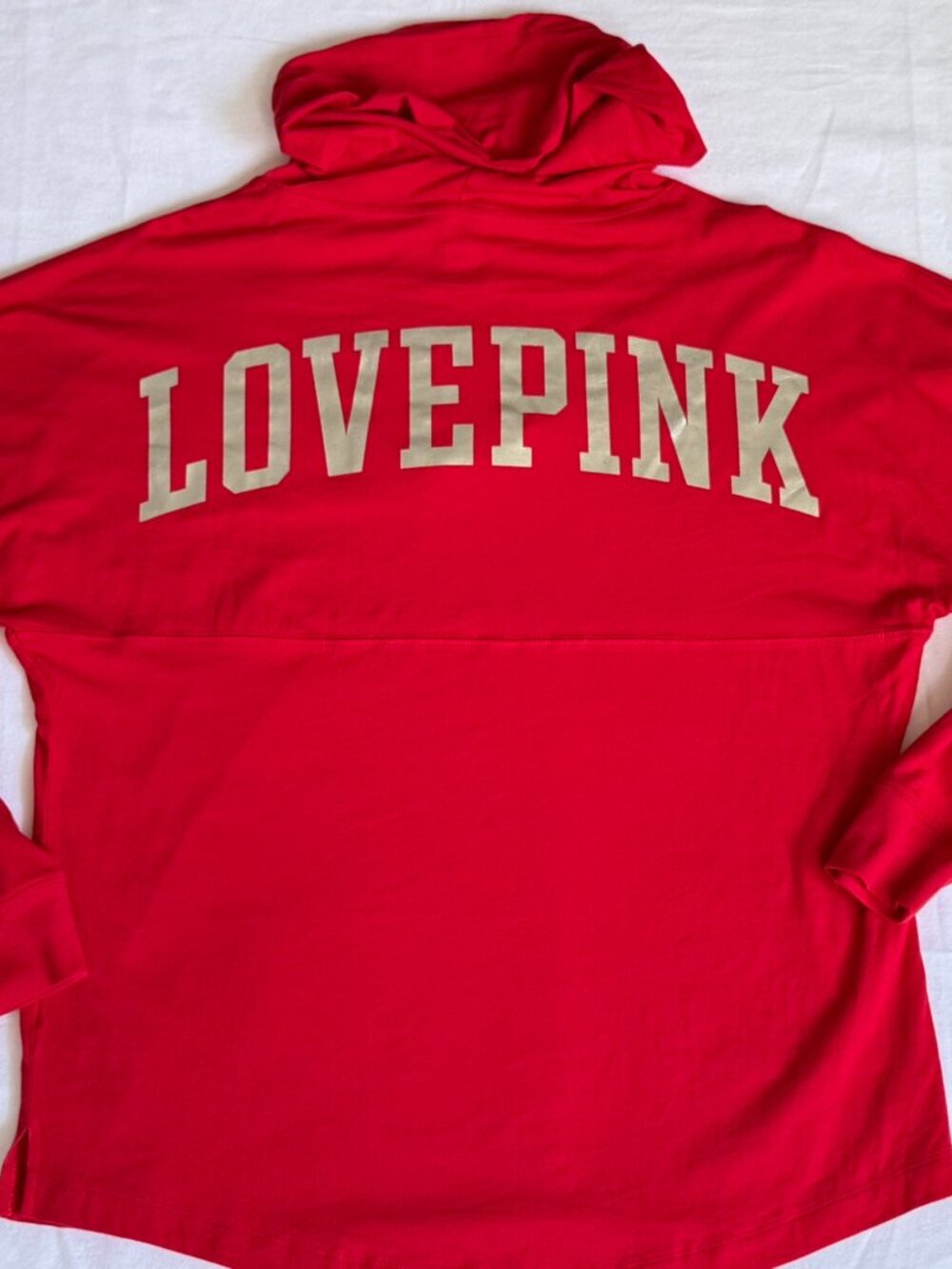 NWT Victoria's Secret PINK Red Lightweight Hoodie Small LOVE PINK 100% Cotton